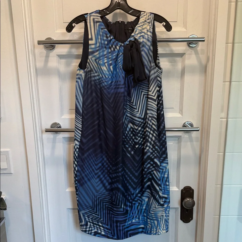 Boss Geometric Blue and Black Midi Dress - Picture 1 of 4